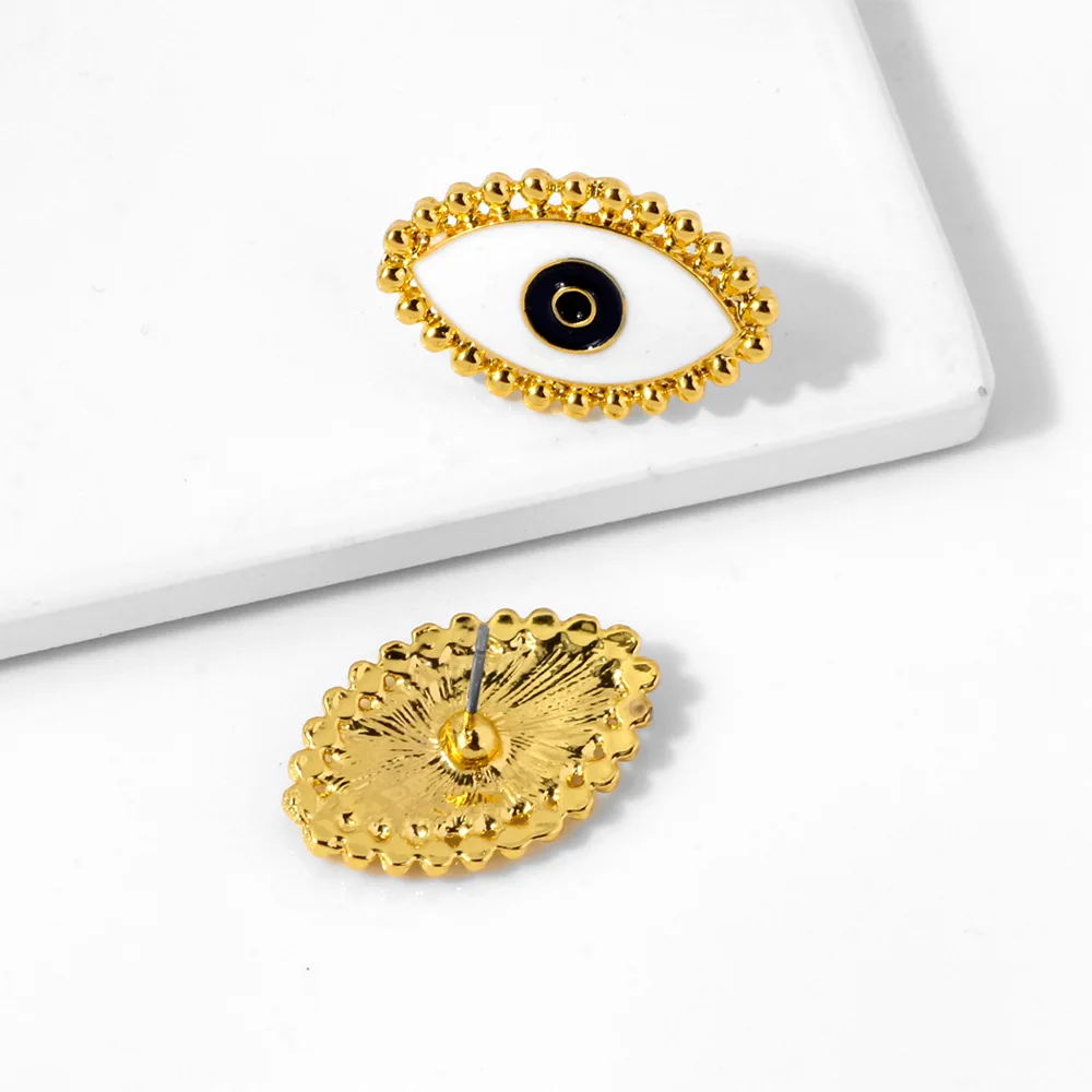 
2019 Hot Selling Metal Earring With Epoxy Gold Stud Earrings For Women Eye Earrings 