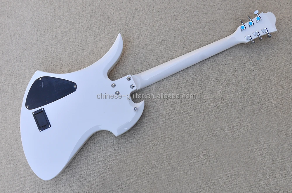 Flyoung White Unusual Shape Electric Guitar Factory Custom Guitar Chrome hardwares guitar