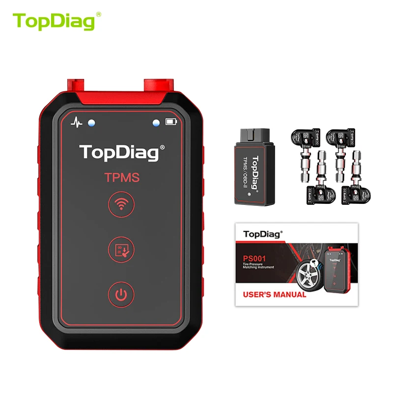 TopDiag PS001 автоматический сканер давления в шинах диагностический инструмент Система контроля 4 датчика для Toyota механический тестер