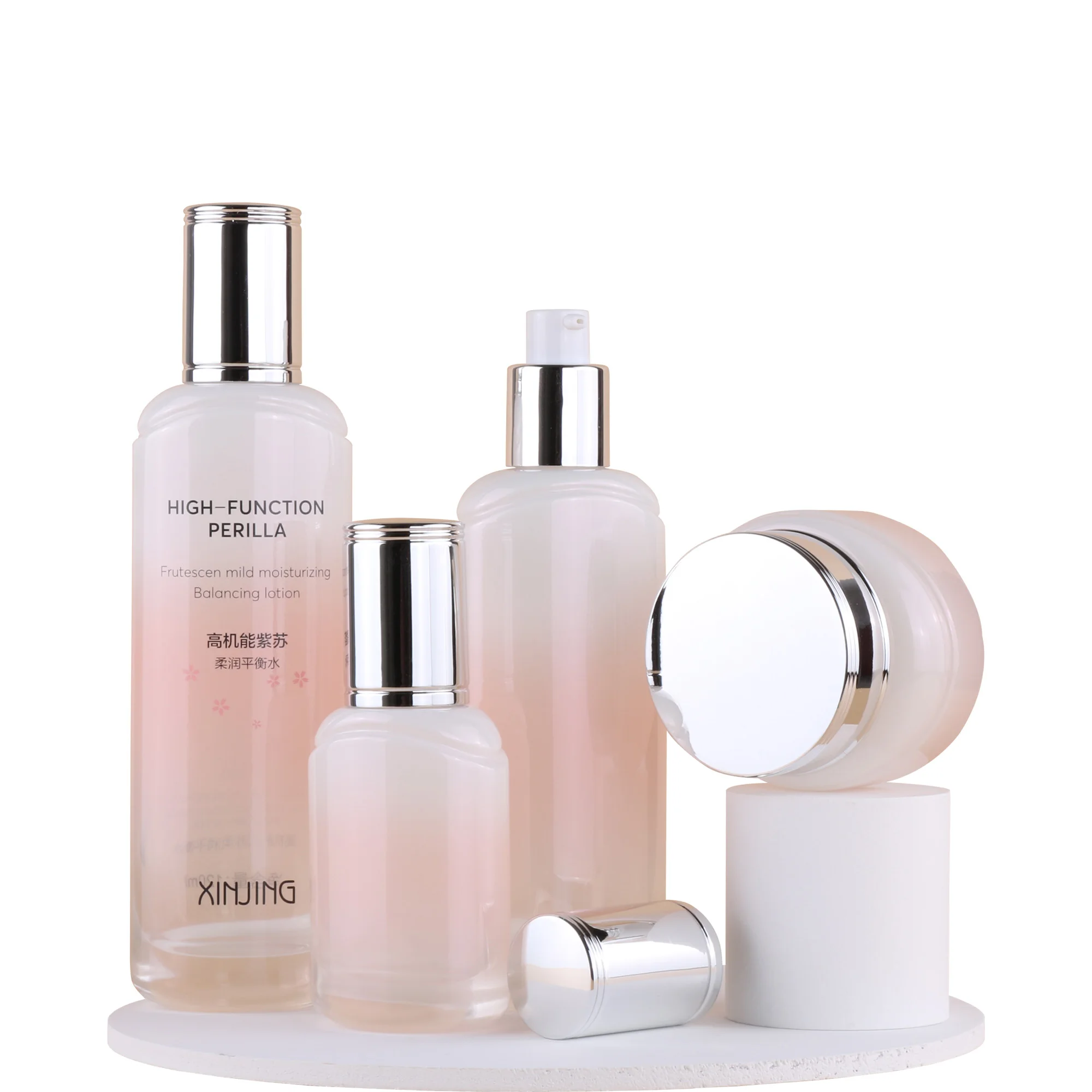 Роскошные Белые и розовые стеклянные банки флаконы от производителя тоник для лосьона крем лица эфирные масла стеклянная бутылка перфума