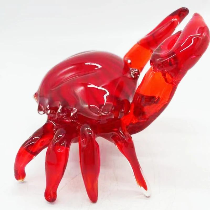 Exquisite Handmade Red Crab Murano Art Glass Handicraft Sculpture for Aquarium Decoration