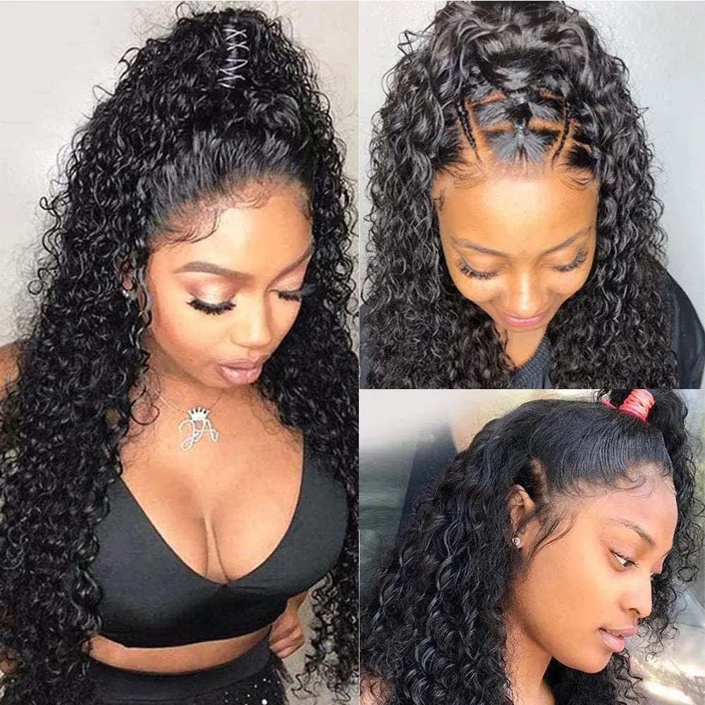Cheap Brazilian Virgin Hair Kinky Curly Wig Human Hair Lace Front Wigs For Black Women Water Wave HD Lace Frontal Wig Human Hair