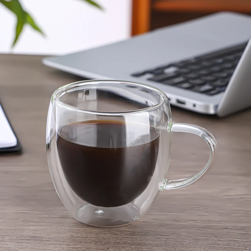 Hot Sell Double Wall Coffee Mugs Insulated Glasses Cappuccino Espresso Tea Latte Cups Glass Coffee Mugs Set