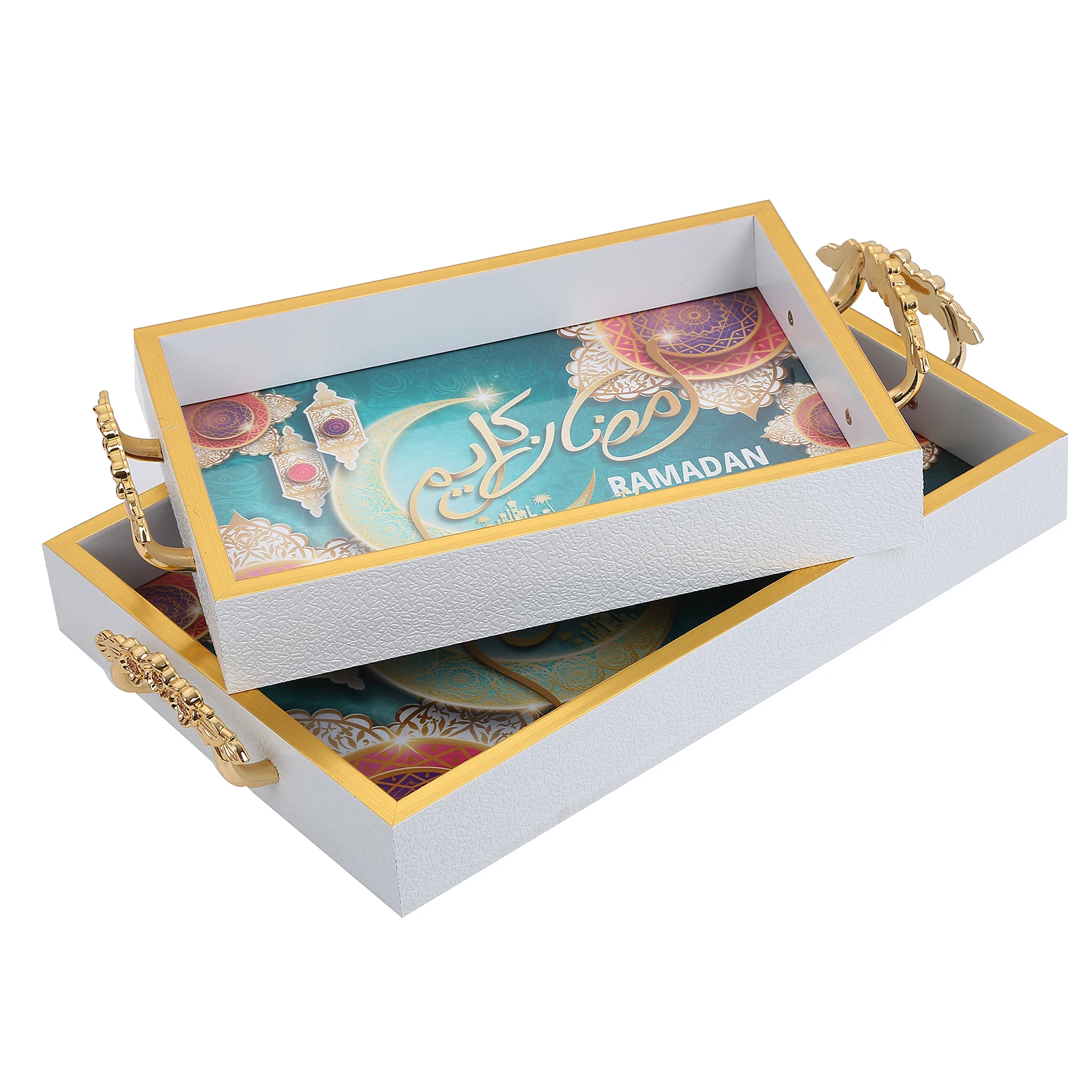 Ramadan Leather Eid Mubarak Ramadan Muslim Mis East  Food Tray For Hotel Restaurant Home Gift serving tray with handle