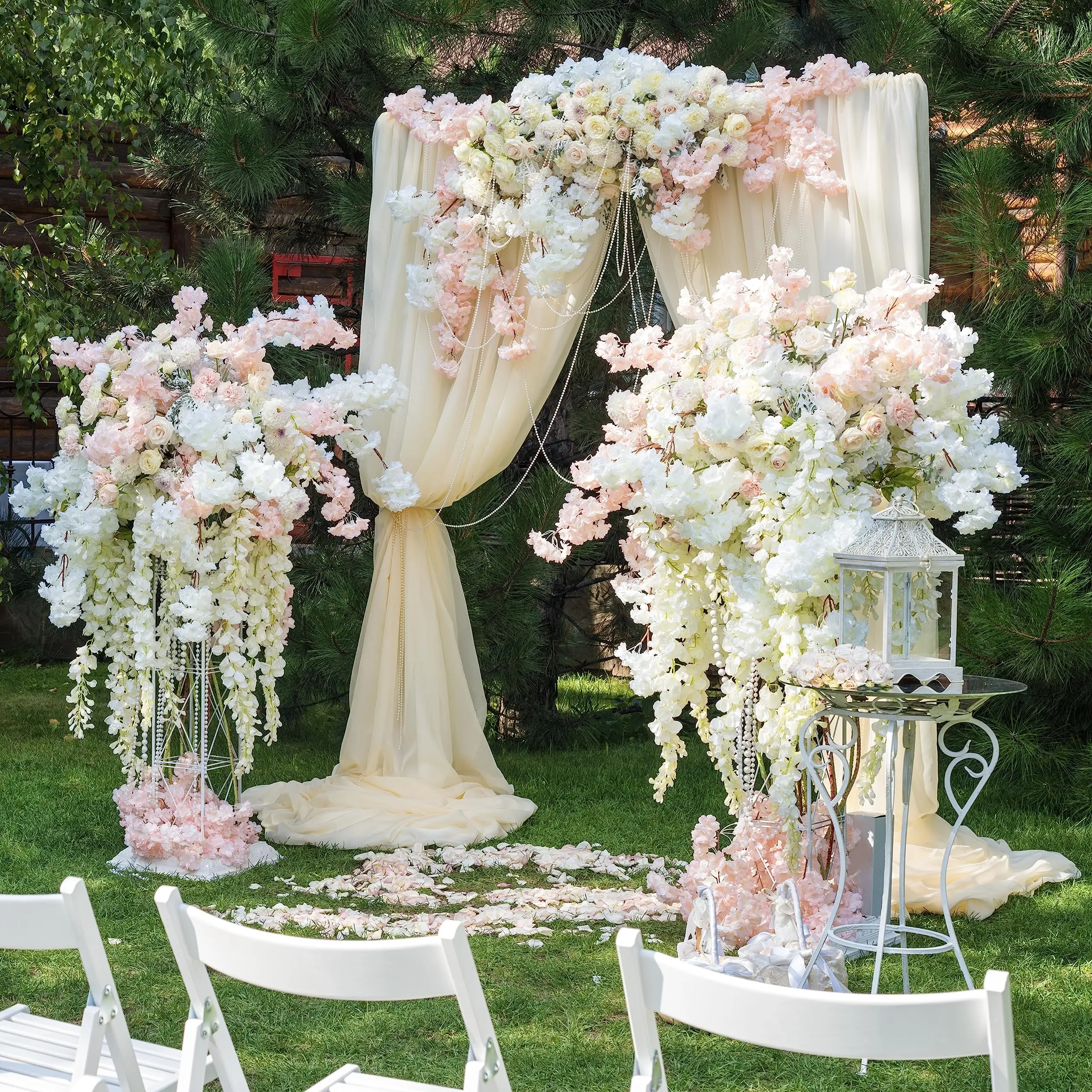 Wisteria Hanging Flowers Artificial White Rose Vine Silk Wisteria Flowers Garland for Wedding Arch Party Garden Home Decor
