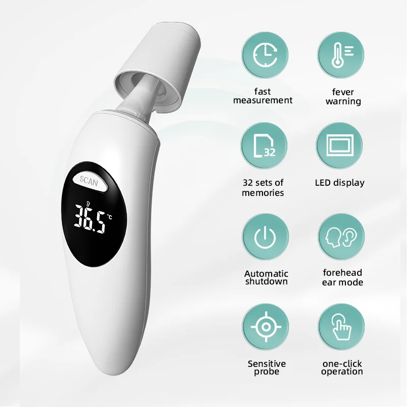 Wholesale No-Touch Digital Infrared Ear Forehead Thermometer CE IR Automatic Thermometer for Adults and Baby