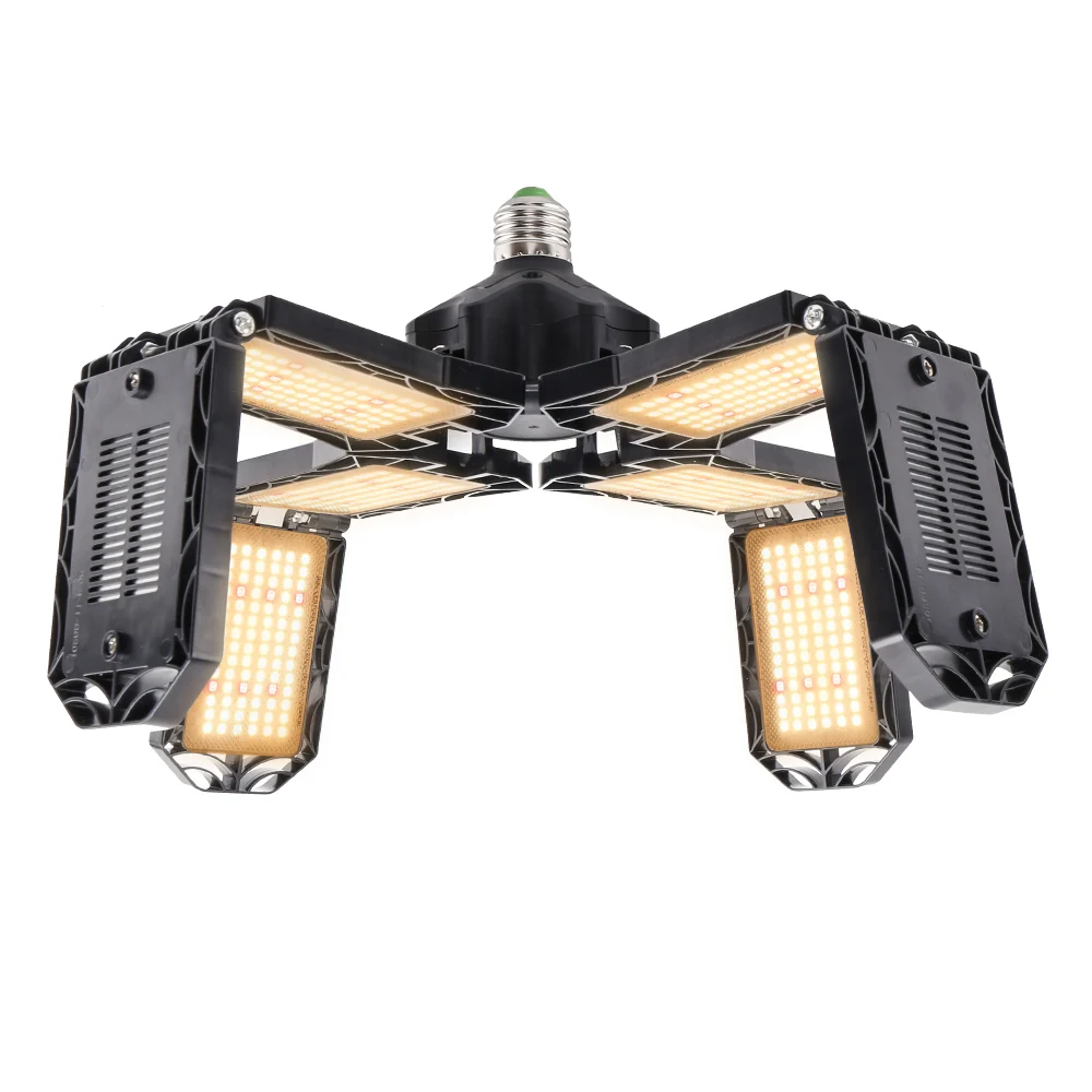 Sinjialight Newly Launched Deformable 300W Grow Led E27 E26 Full Spectrum Foldable Plant Light 4-Leaf Hydroponics Lamp ZW0371