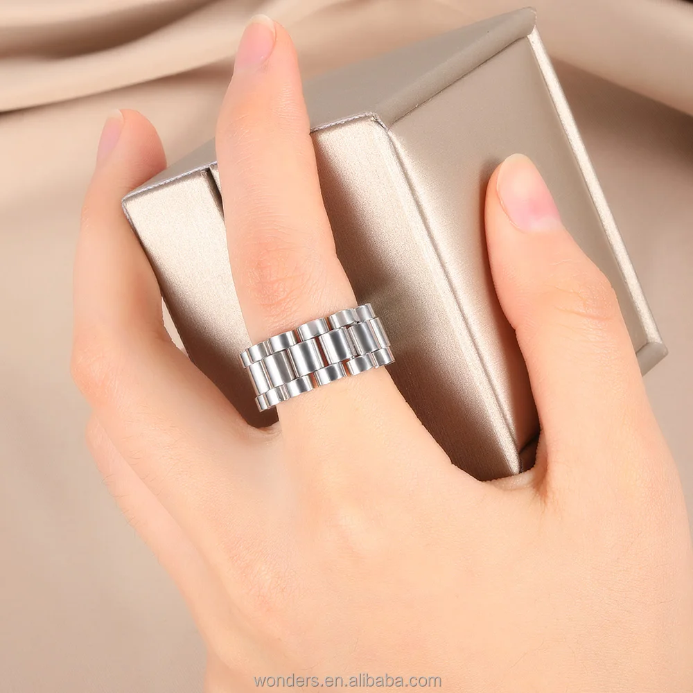 Metal Watch Band Platinum COLOR Solid Stainless Steel Watch Band Straps Rings for Men Women