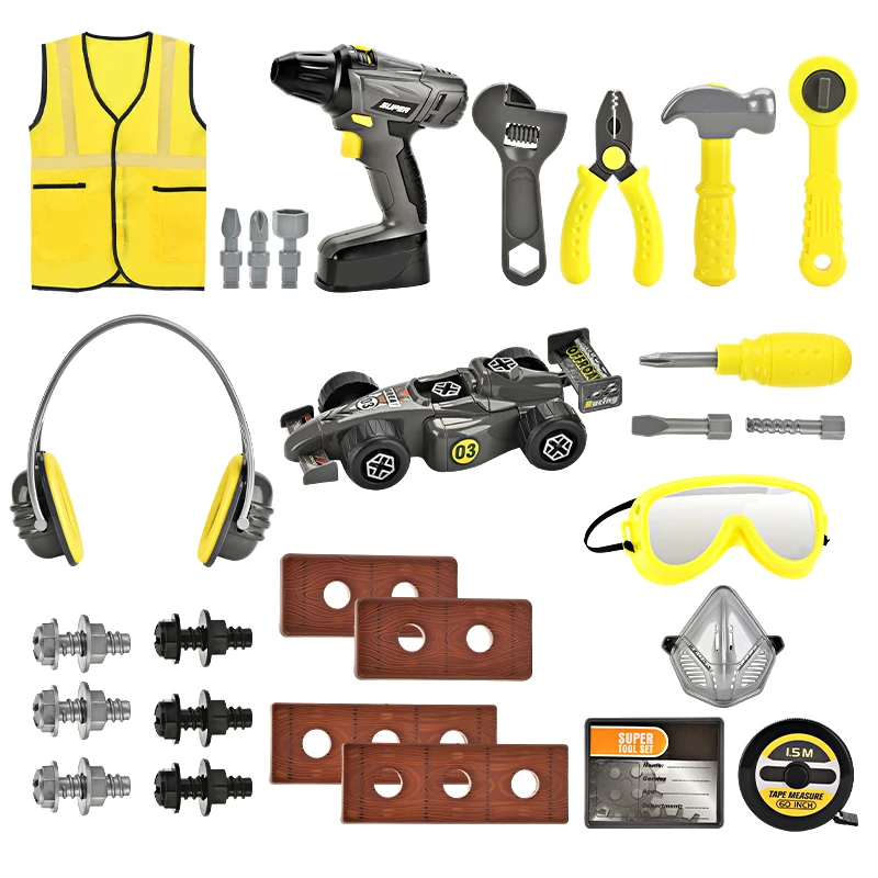ENJOYSTAR 2024 Simulation Tool Toy Set With Storage Box Electric Drill Screwdriver 52PCS Kid DIY Pretend Play Kit