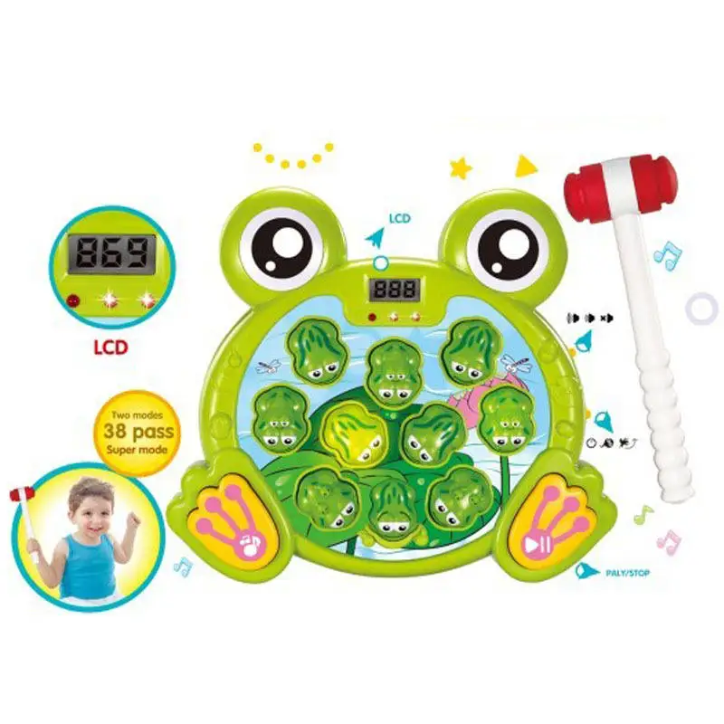 Hand eye coordination knocking small plastic frog game baby toys whack a mole with sound