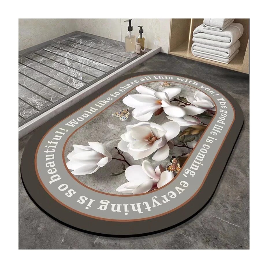 manufacture super absorbent diatom mud fast drying diatomite marble bath mats carpet bath floor mat bathroom rug