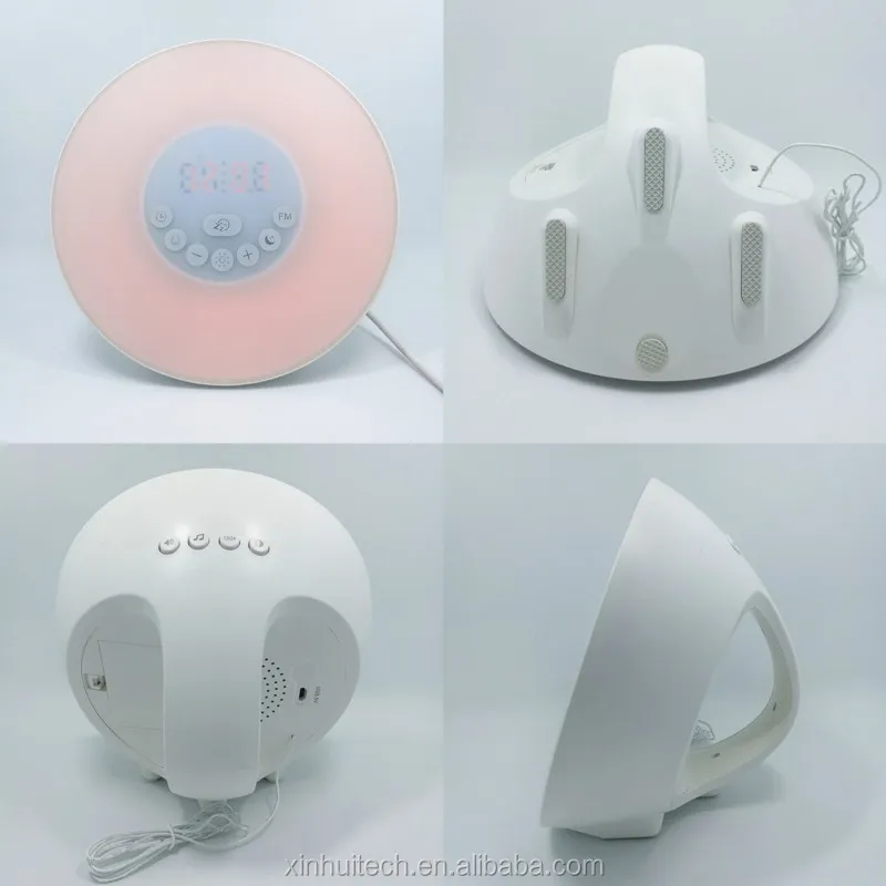 Color Changing Table Clock Sunrise Simulation Wake Up Light Nature Sound Alarm Clock With FM Radio Wake Up Light