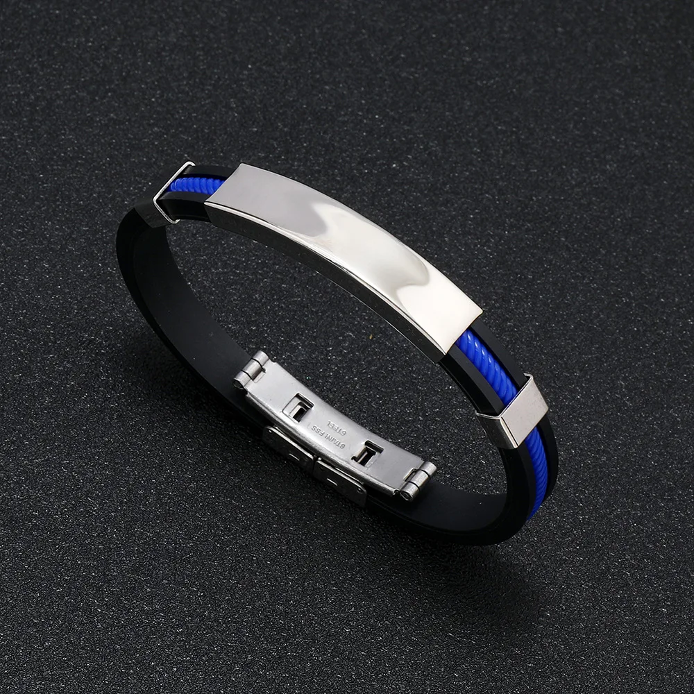 Stainless steel sports silicone bracelet epochy beauty titanium wristband bracelets for men women