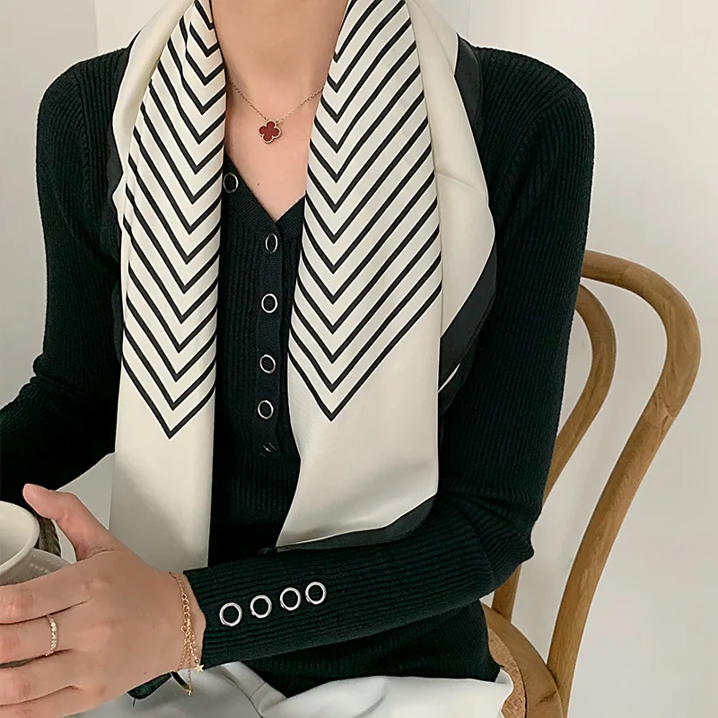 New Fashion Summer Scarves For Women Best Matched Summer Silk Square Scarf Black and White Color Wholesales brand scarf summer