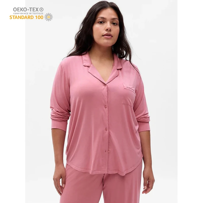 Recycled Summer Bamboo pajamas for women Sleepwear Organic Cotton  Long Sleeve & pants Nightwear Modal Pajamas sleepwear Set