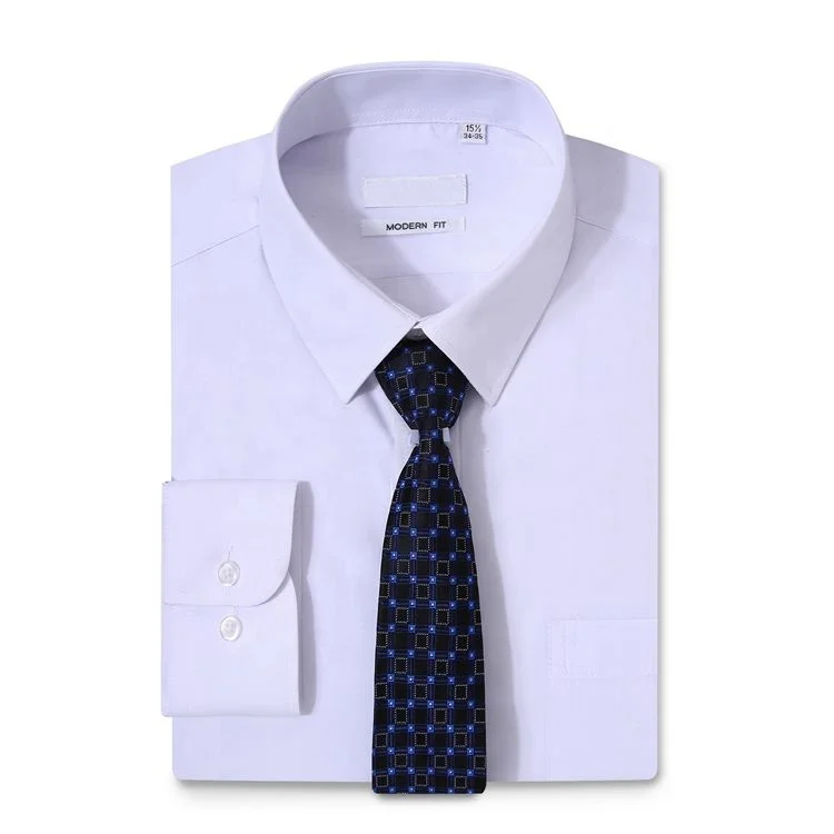 Готов к отправке мужские высококачественные хлопковые деловые однотонные мужские строгие рубашки с галстуком