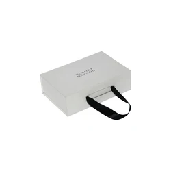 Luxury White Book Shaped Rigid Paper Magnetic Closure Gift Box with Ribbon for Art Earplugs