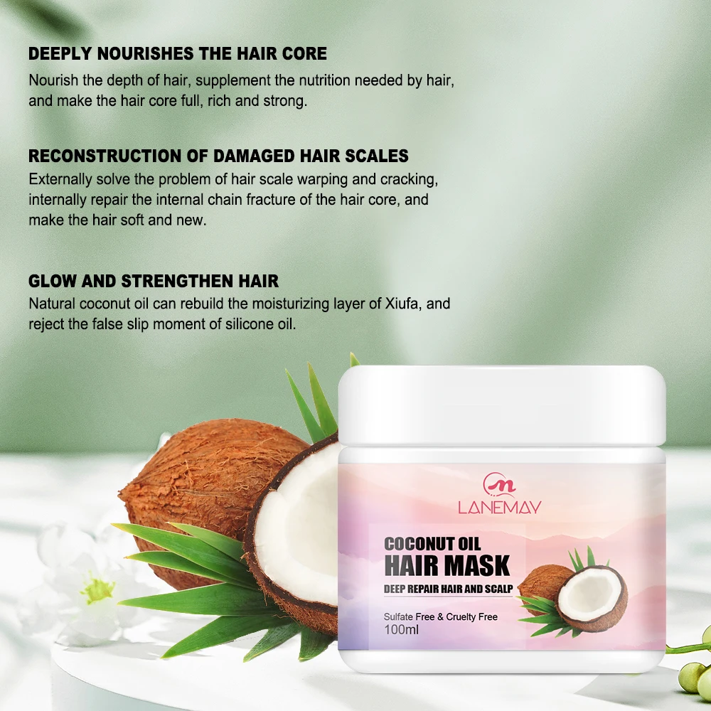 Hot Sales Private Label Organic Coconut Oil Hair Treatments Hair Mask For Natural Hair
