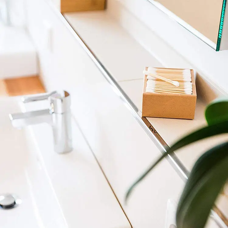 High Quality Household Custom Printed Package Logo 100pcs Natural Eco Degradation Bamboo Ear Cleaner Buds Sticks