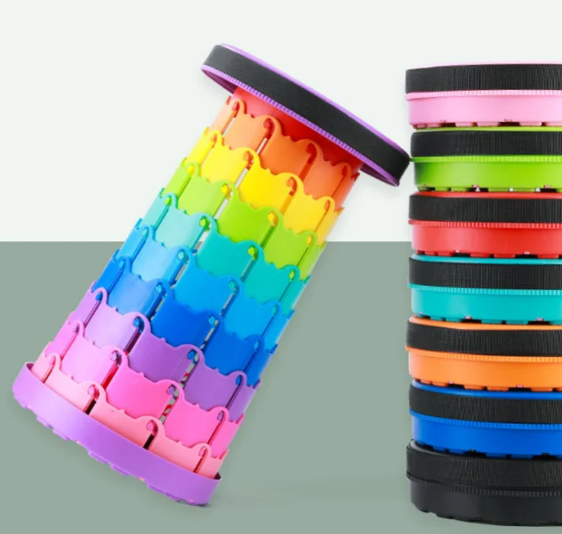 Rainbow Colorful Durable Portable Collapsible outdoor height adjustable Telescopic Seat camping chair Retractable Folding Stool