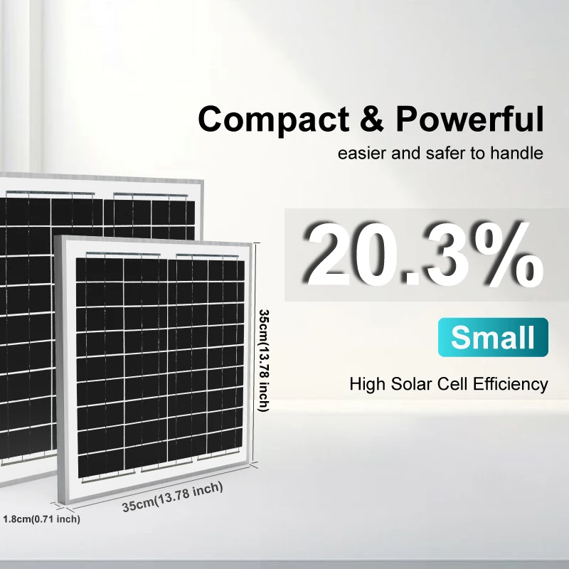 18v 10w/15w/20w/30w/50w Monocrystalline Small Solar Panel with High Quality Cells for Home Use System