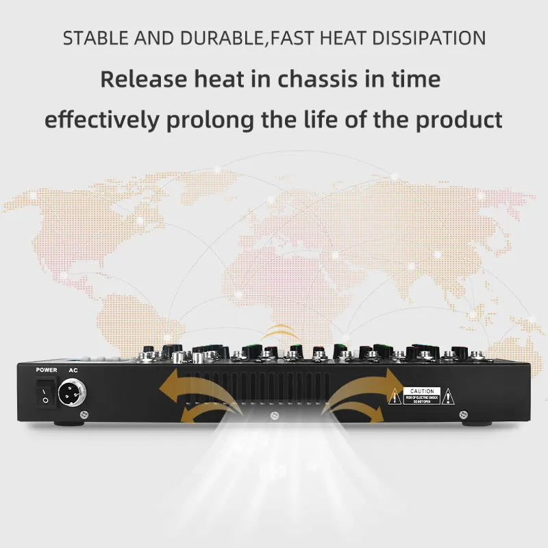 KAIKA F7- MB Professional 7-channel live sound card USB playback DJ console  Audio Mixer