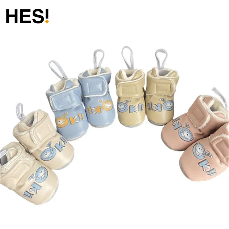 Custom Winter Thickened Leather Baby Girl Boy Shoes Toddler Infant Non Slip Soft Warm Boots Shoes
