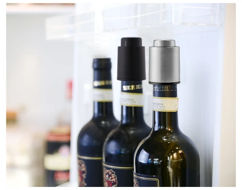 Black ABS Vacuum Wine Bottle Stopper Sealed Storage  Vacuum Memory Wine Stopper Push-Wine Style  Corks Bar Tools