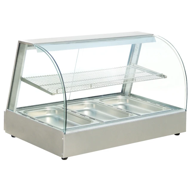 Wholesale Commercial 220V Electric Glass Food Catering Equipment Bread Hot Dog Pizza Display Warmer Showcase