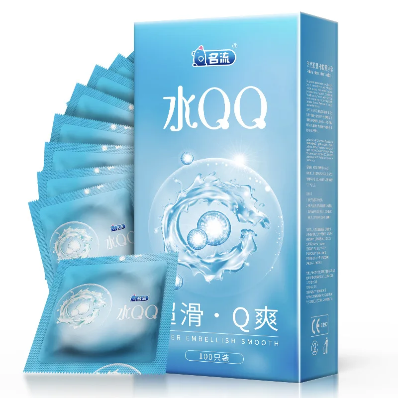 Best-Selling Water QQ Latex Condom Ultra-Thin Hyaluronic Acid Crystal Type Smooth and Comfortable Liquid for Penis Protection