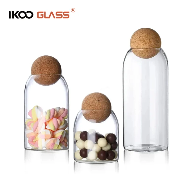 Good sealing high borosilicate glass jar with cork lid Different Sizes Coffee Container for Kitchen Counter, Pantry, Tea, Sugar