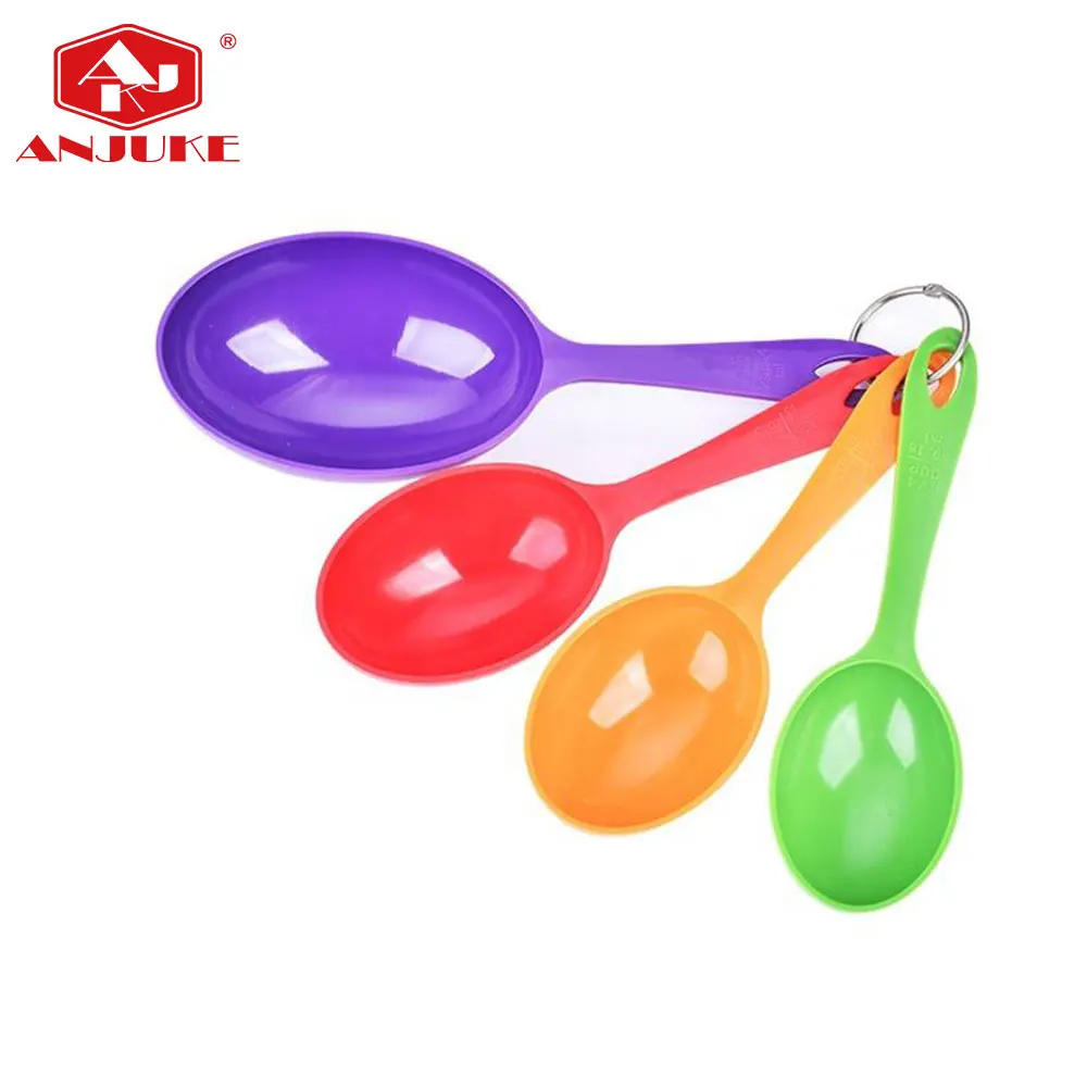 ANJUKE Dog Food 4 Piece Plastic Rainbow Color Measuring Spoon Measuring Cups And Spoons Set