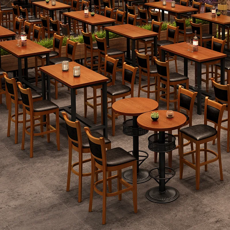 Industrial Style Solid Wood Restaurant Booth Sofa Custom Bar Restaurant Occasion Tables And Chairs Set For Cafes