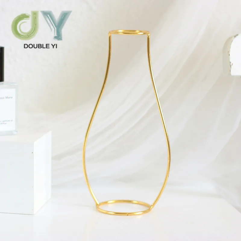 Wholesale Gold Metal Frame Vase In Multi-shaped Home Decoration Iron Vase