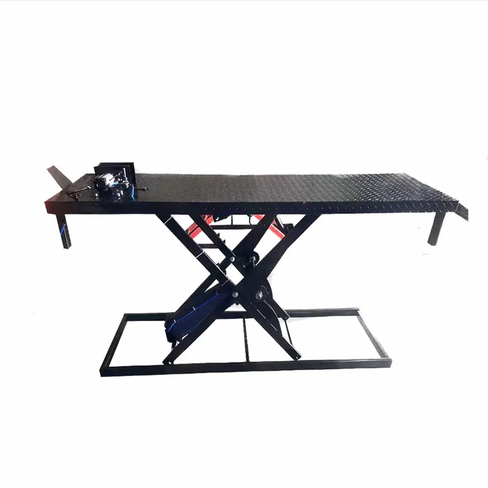 400kg Manual and pneumatic dual use Mobile portable motorcycle lift scissor hydraulic Mobile motorcycle lifting platform