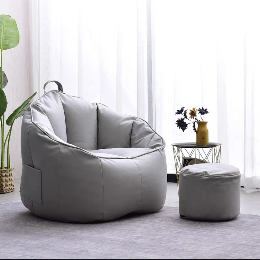 2021 hot sell pumpkin shape bean bag chair  PU leather fabric  bean bag sofa for adult