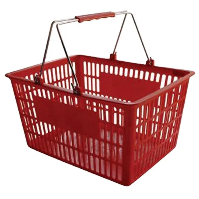 plastic  super market baskets with metal handle