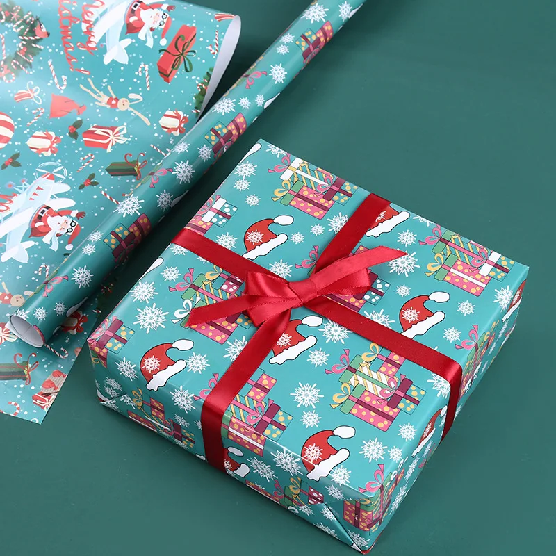 2023 Recyclable Material Happy Christmas Gift Packing  Copper Printing Paper