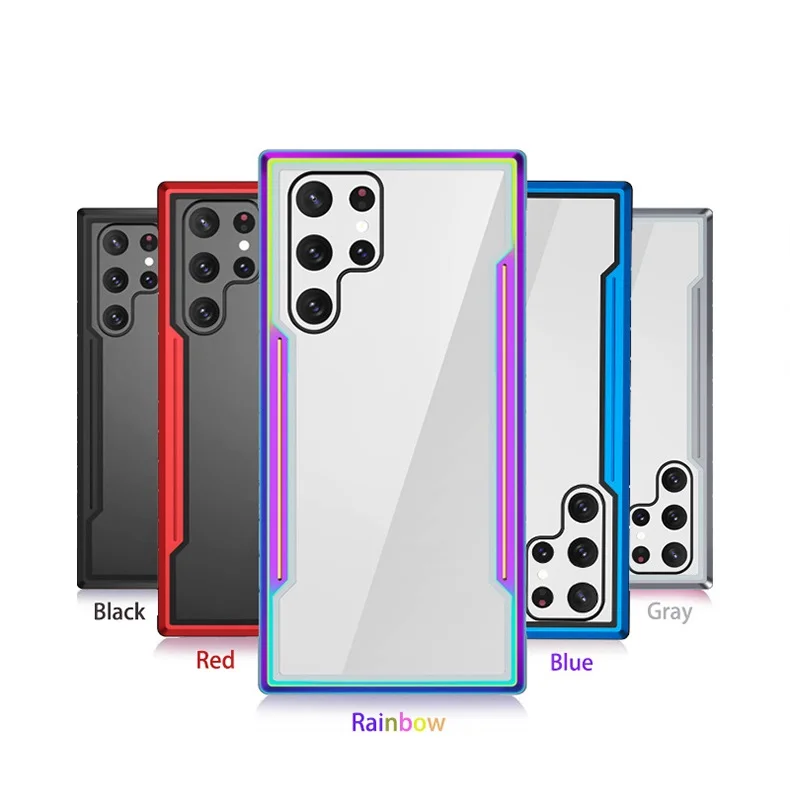 Factory wholesale metal anti-fall transparent protective cover mobile phone case for Samsung S22 S22+ S22 Ultra