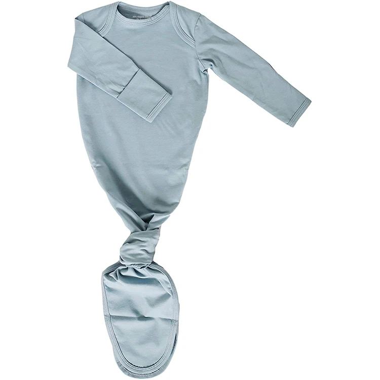 Платье из органического хлопка с узлом для новорожденных мягкое платье сна маленьких мальчиков и девочек