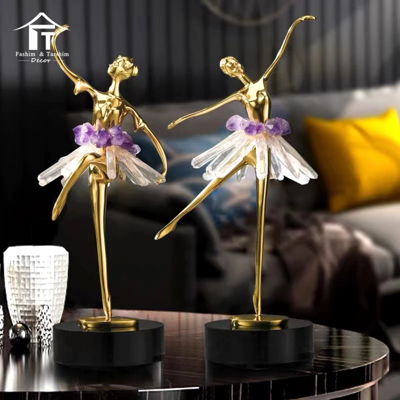 Wholesale Living Room Decor Accessories Gold Dancing Girl Sculpture Interior Decorations For Home