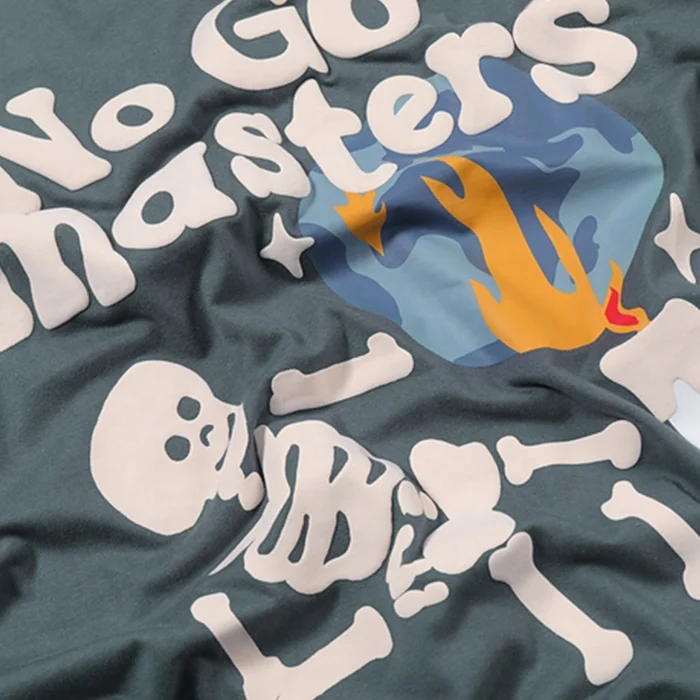 Finch Garment custom puff print tshirts men high quality pima cotton graphic design cartoon skull printed t shirts