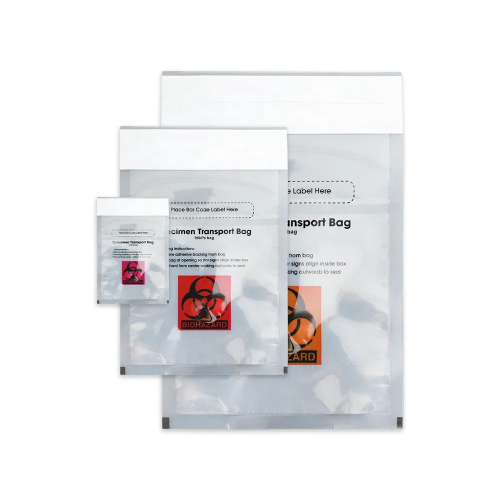 Hot Sale LDPE 95kpa Absorbent Specimen Transport Bag Bio Hazard Zipper Bags for Lab & Hospital Medical Use PE Plastic Packaging