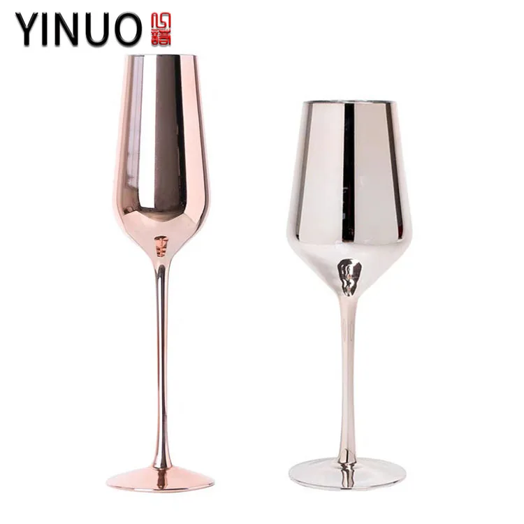 Electroplate French Wine Glass Light Glasses With Rack Holder