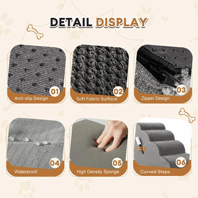 Dog House Stairs Pet 3 4 5 Steps Stairs for Small Dog Cat Pet Ramp Ladder Anti-slip Removable Dogs Bed Stairs