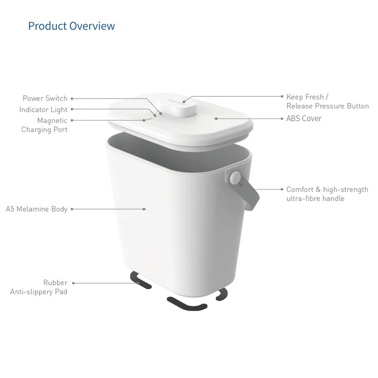 Dogness 12L smart automatic sealed cover white airtight vacuum plastic frozen pet dog dry food grain storage box container