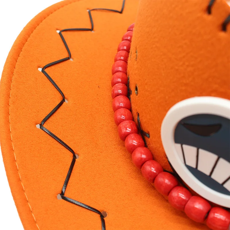 Funny Cool Wholesale OP Anime Cosplay Hat Portgas D Ace Hat Cowboy Hat Souvenirs Pirates Caps Bones Skull Toys Collection Gift