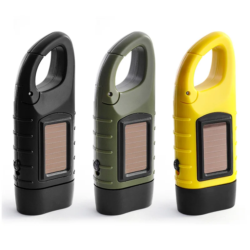 Waterproof ABS Emergency LED Solar Hand Crank Dynamo Lamp Outdoor Camping Traveling Hiking Portable Self-powered Flashlight