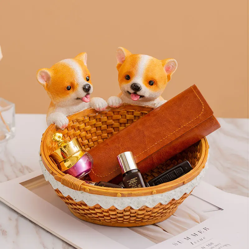 European Style Creative Resin Dog Storage Ornaments for Entrance Key Door Shoe Cabinet Living Room TV Cabinet Decorations