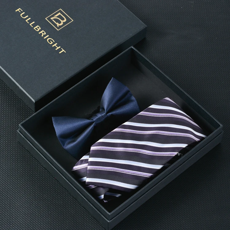 Custom Recyclable Luxury Rigid Lid And Base Paper Box Man Gift Present Belts Ties Packaging Black Paper Boxes